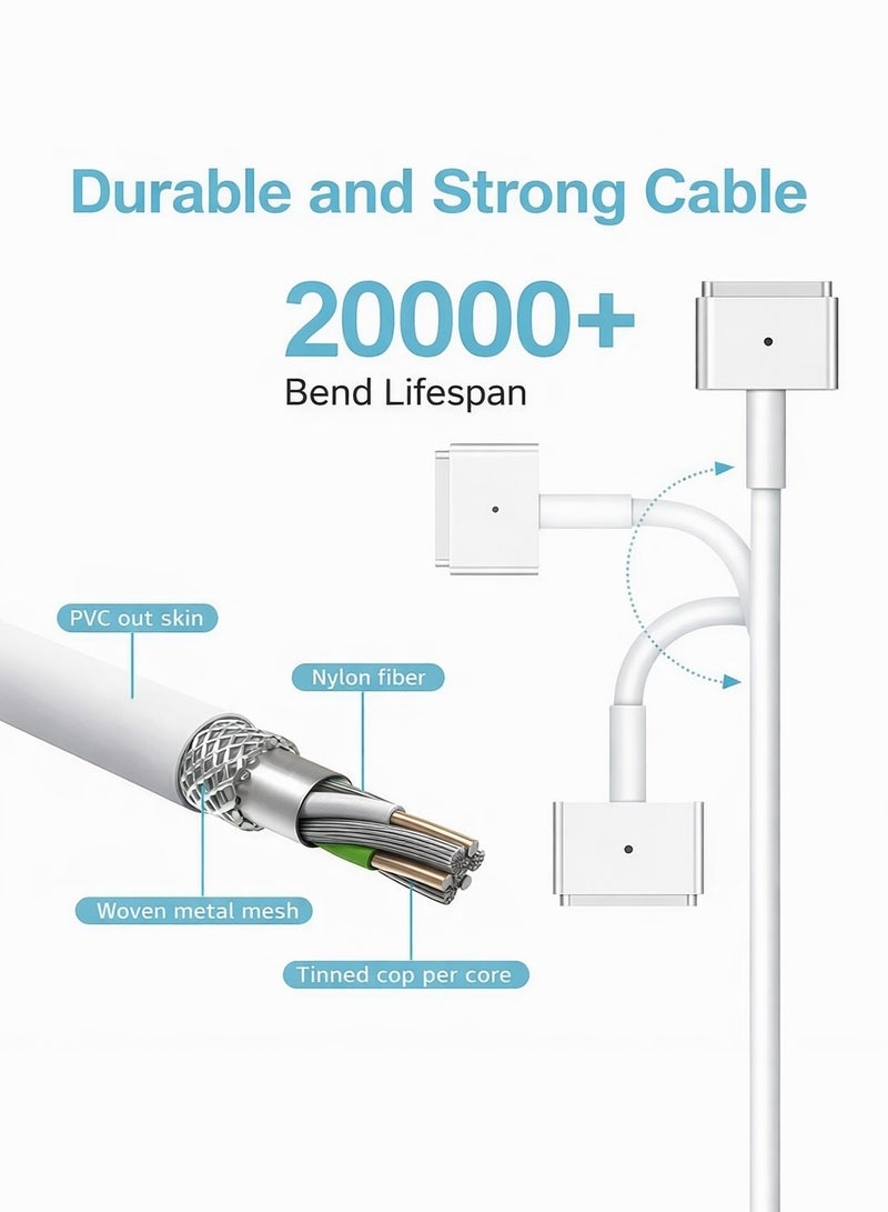 ARNOTEC 60W MagSafe 2 T-Tip Power Adapter Charger for MacBook Air 11″ & 13″ (2012–2018) and MacBook Pro Retina 13″ (2012–2015), 1.8m Cable, LED Indicator, UK Plug - Image 4